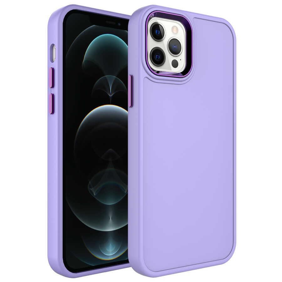 Apple iPhone 13 Pro Uyumlu Kılıf Metal Çerçeve ve Buton Tasarımlı Sert Zore Botox Kapak