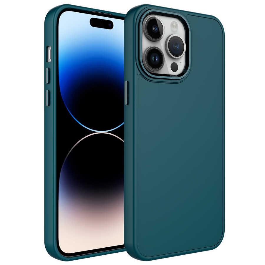 Apple iPhone 13 Pro Uyumlu Kılıf Metal Çerçeve ve Buton Tasarımlı Silikon Zore Luna Kapak