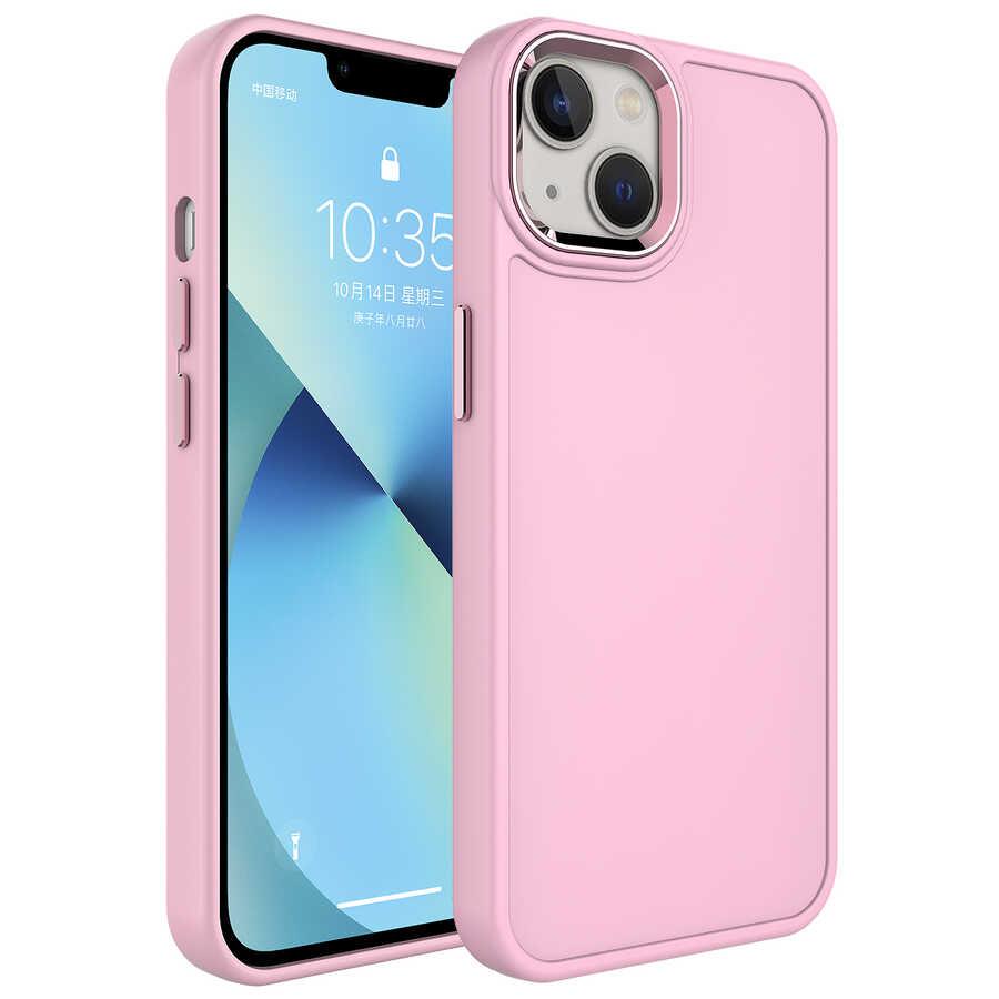 Apple iPhone 14 Plus Uyumlu Kılıf Metal Çerçeve ve Buton Tasarımlı Sert Zore Botox Kapak