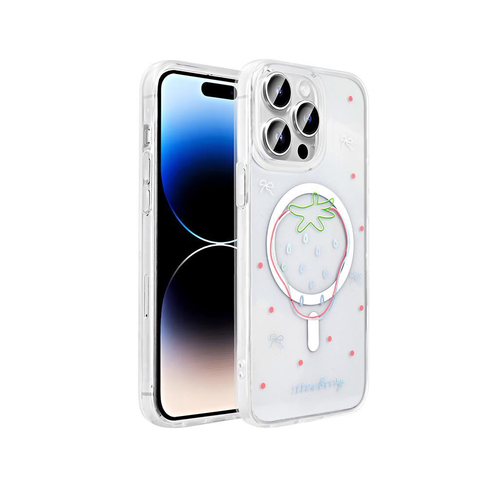 Apple iPhone 14 Pro Max Uyumlu Kılıf M-Safe Şarj Özellikli Şeffaf Zore Folk Sert Kapak