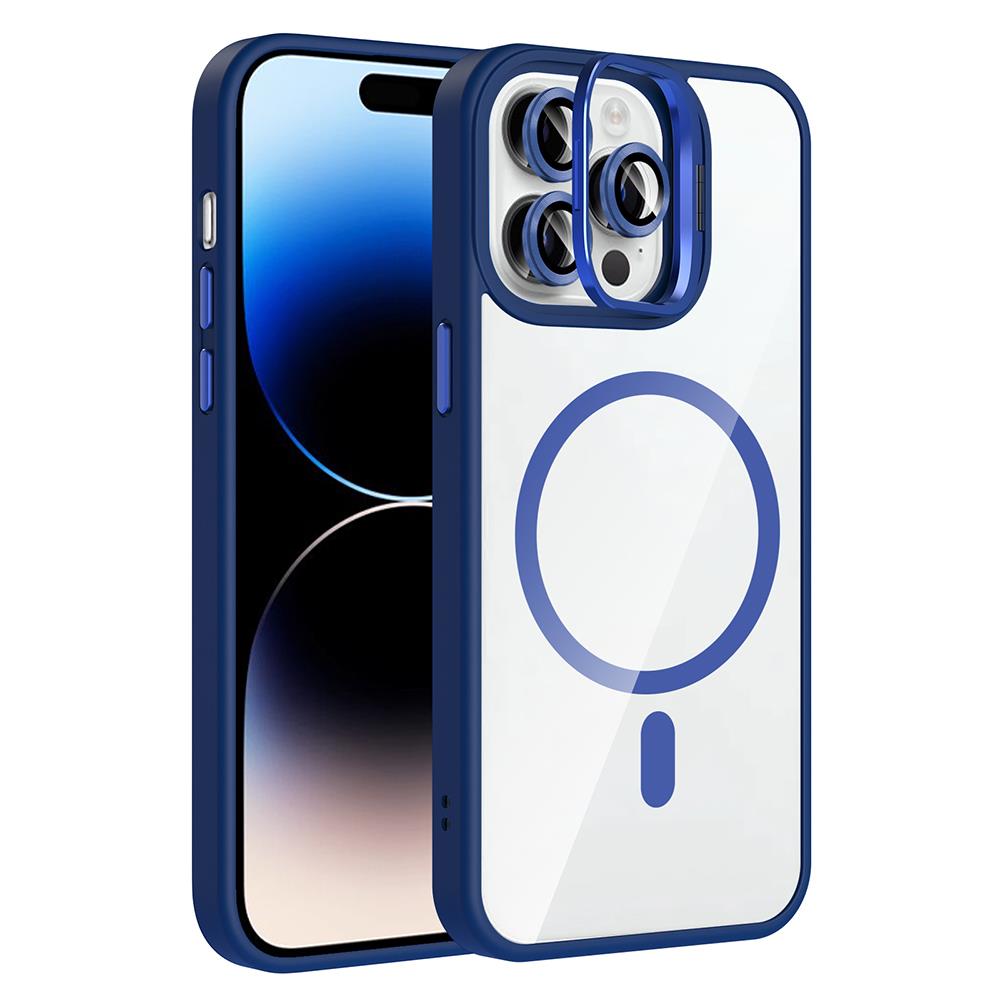 Apple iPhone 14 Pro Max Uyumlu Kılıf Standlı ve Kamera Lens Hediyeli M-Safe Şarj Özellikli Zore Etro Kapak