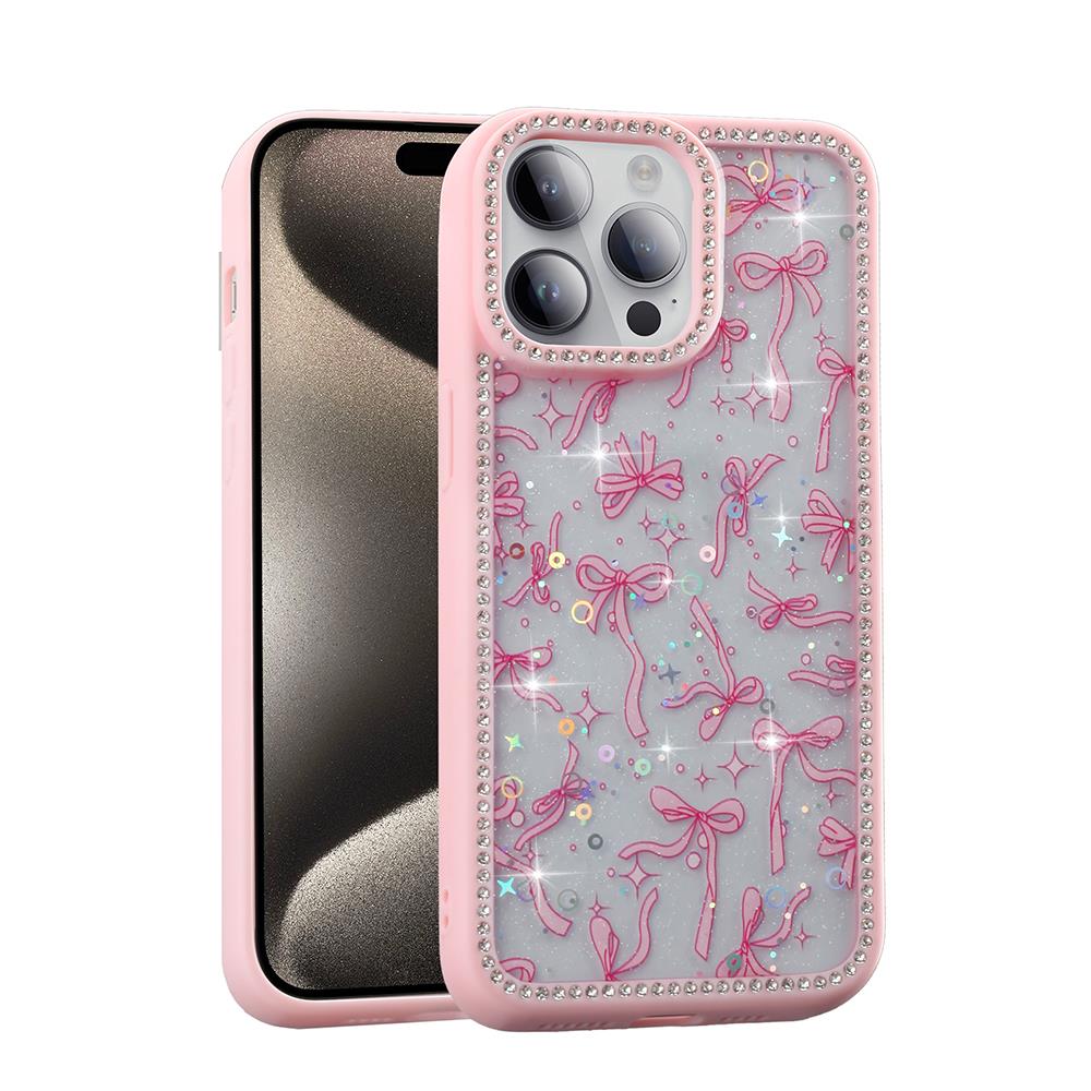 Apple iPhone 14 Pro Uyumlu Kılıf Taşlı ve Simli Tasarım Zore Azra Kapak