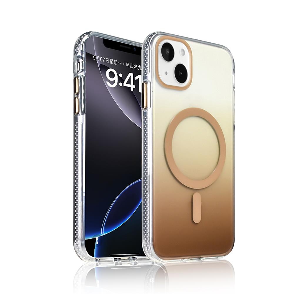 Apple iPhone 15 Kılıf M-safe Şarj Özellikli Transparan Renk Geçişli Zore Toros Kapak