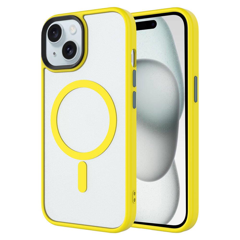 Apple iPhone 15 Plus Uyumlu Kılıf Mat Arka Yüzey Wireless Şarj Özellikli Zore Flet M-safe Kapak