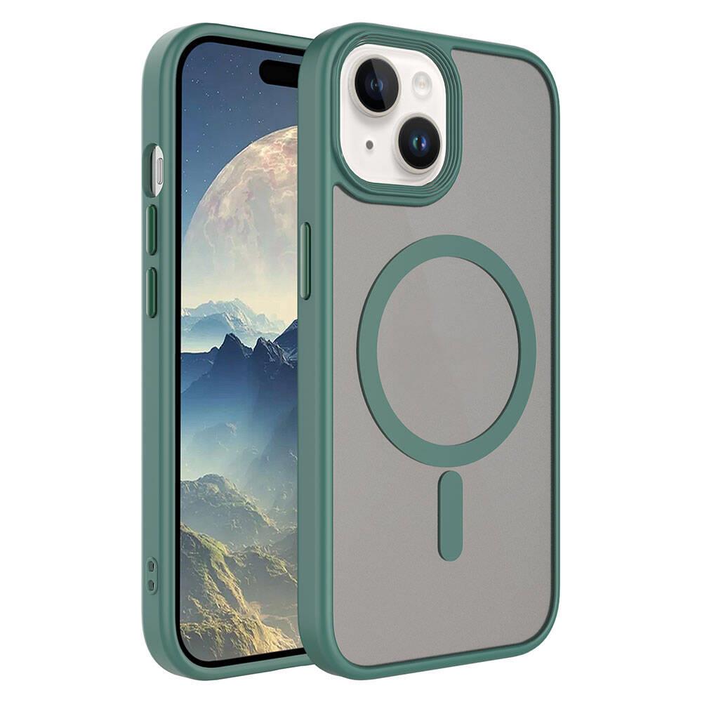 Apple iPhone 15 Plus Uyumlu Kılıf Mat Arka Yüzey Wireless Şarj Özellikli Zore Flet M-safe Kapak