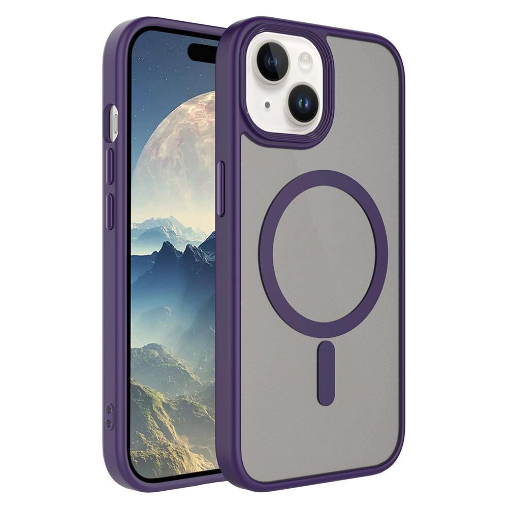 Apple iPhone 15 Plus Uyumlu Kılıf Mat Arka Yüzey Wireless Şarj Özellikli Zore Flet M-safe Kapak