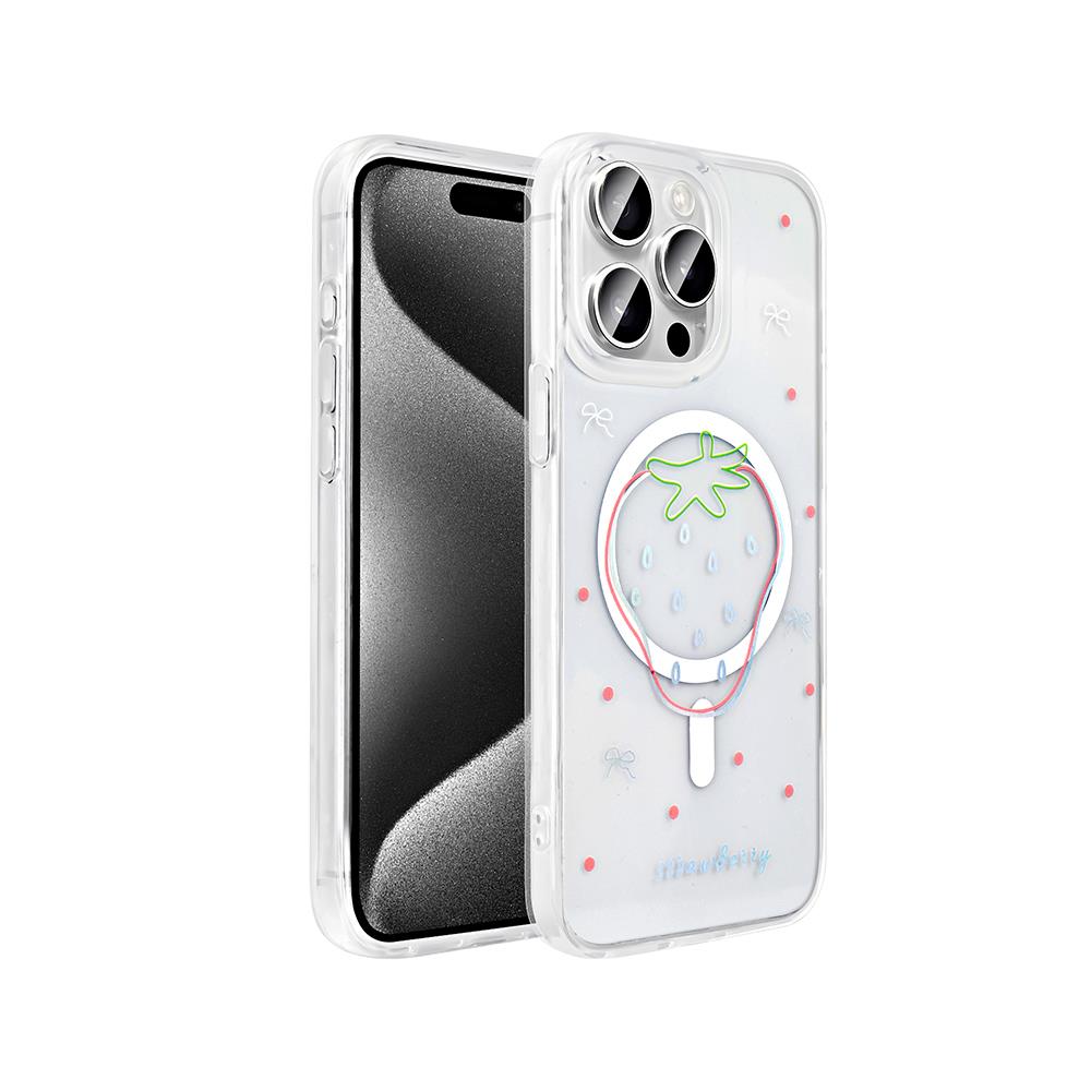 Apple iPhone 15 Pro Max Uyumlu Kılıf M-Safe Şarj Özellikli Şeffaf Zore Folk Sert Kapak
