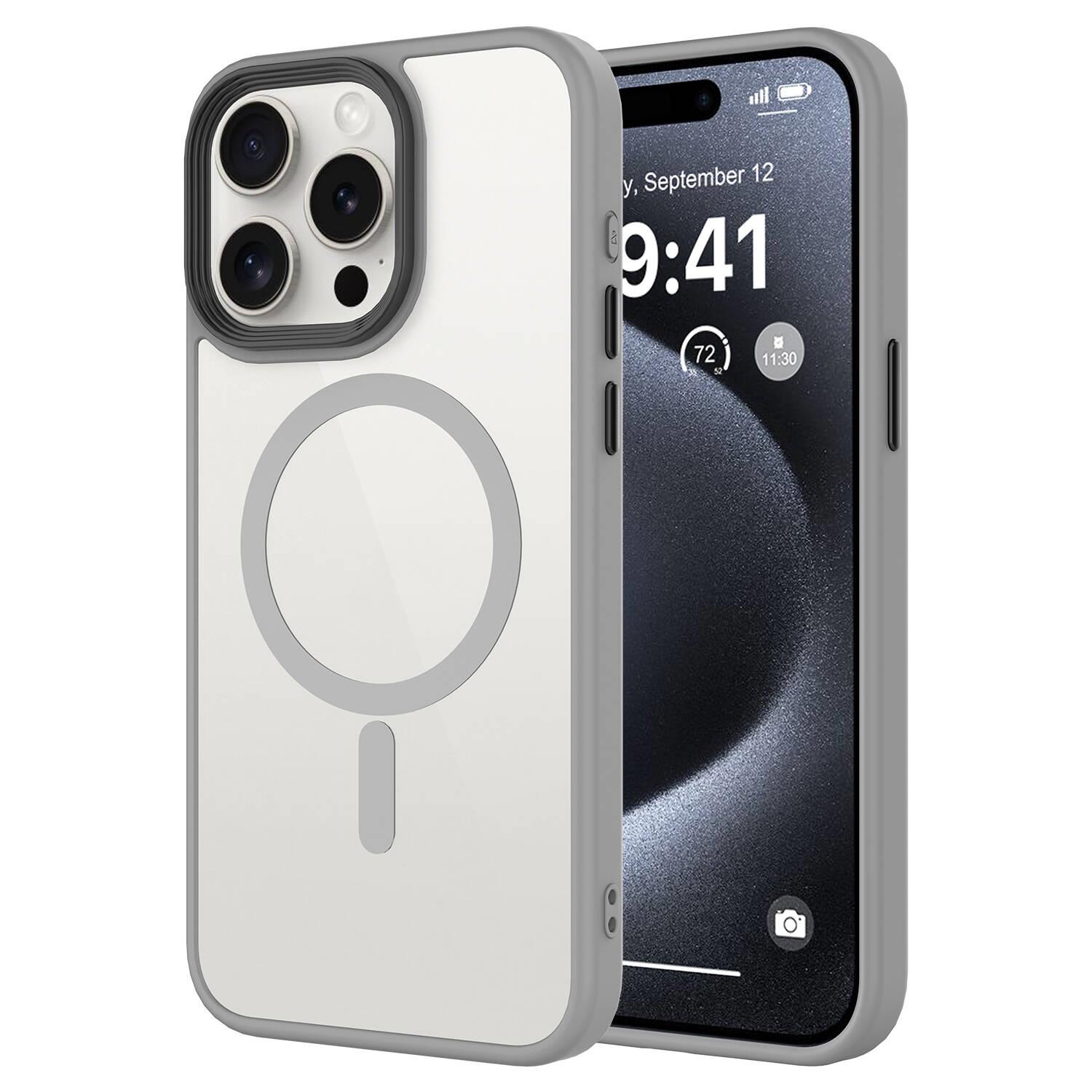 Apple iPhone 15 Pro Max Uyumlu Kılıf Mat Arka Yüzey Wireless Şarj Özellikli Zore Flet M-safe Kapak
