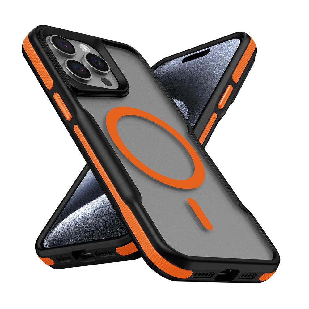 Apple iPhone 15 Pro Max Uyumlu Kılıf M-safe Şarj Özellikli Renkli Kenar Airbag Şeritli Zore Lamer Kapak