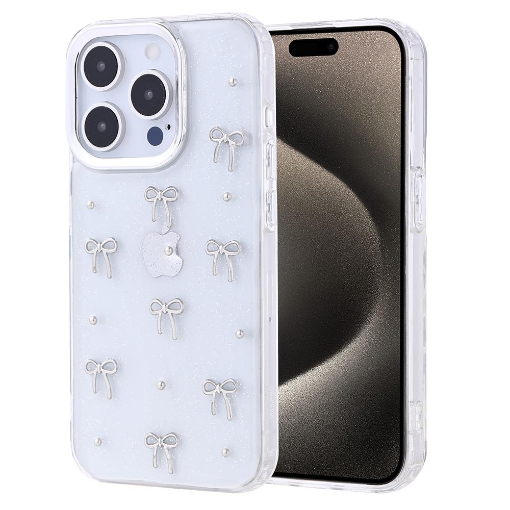 Apple iPhone 15 Pro Uyumlu Kılıf Airbag Tasarımlı Simli Şeffaf Zore Kutup Kapak
