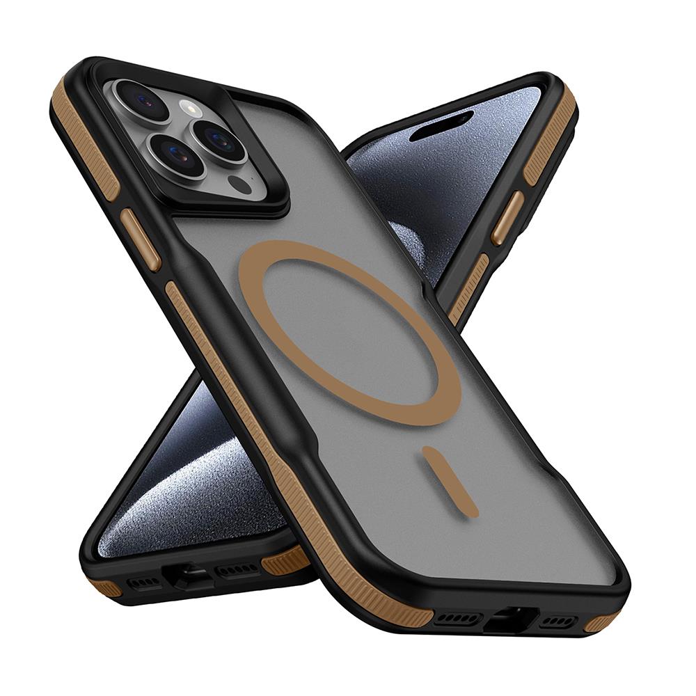 Apple iPhone 15 Pro Uyumlu Kılıf M-safe Şarj Özellikli Renkli Kenar Airbag Şeritli Zore Lamer Kapak