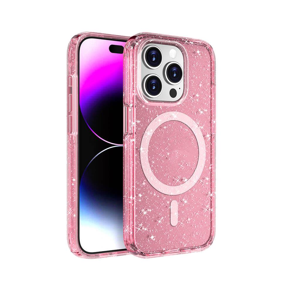 Apple iPhone 15 Pro Uyumlu Kılıf M-safe Şarj Özellikli Parlayan Simli Saydam Renkli Zore Allstar Kapak
