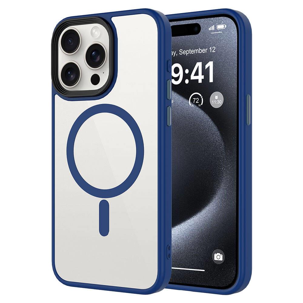 Apple iPhone 15 Pro Uyumlu Kılıf Mat Arka Yüzey Wireless Şarj Özellikli Zore Flet M-safe Kapak