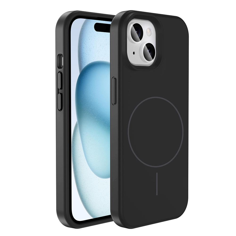 Apple iPhone 15 Uyumlu Kılıf M-safe Şarj Özellikli Sıvı Teknolojili Silinebilir Sert Zore Kivi Kapak