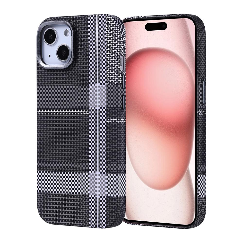 Apple iPhone 15 Uyumlu Kılıf M-safe Şarj Özellikli Karbon Fiber Görünümlü Zore Nekst Kapak