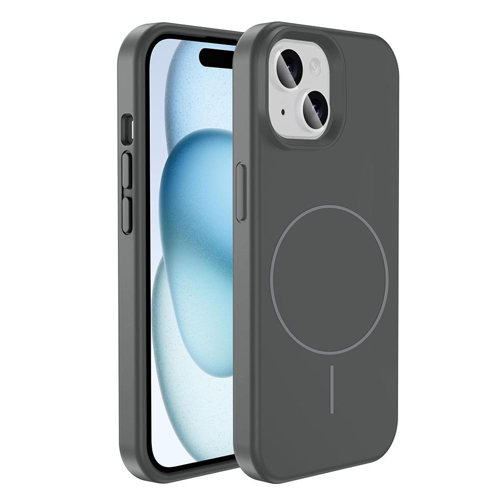 Apple iPhone 15 Uyumlu Kılıf M-safe Şarj Özellikli Sıvı Teknolojili Silinebilir Sert Zore Kivi Kapak