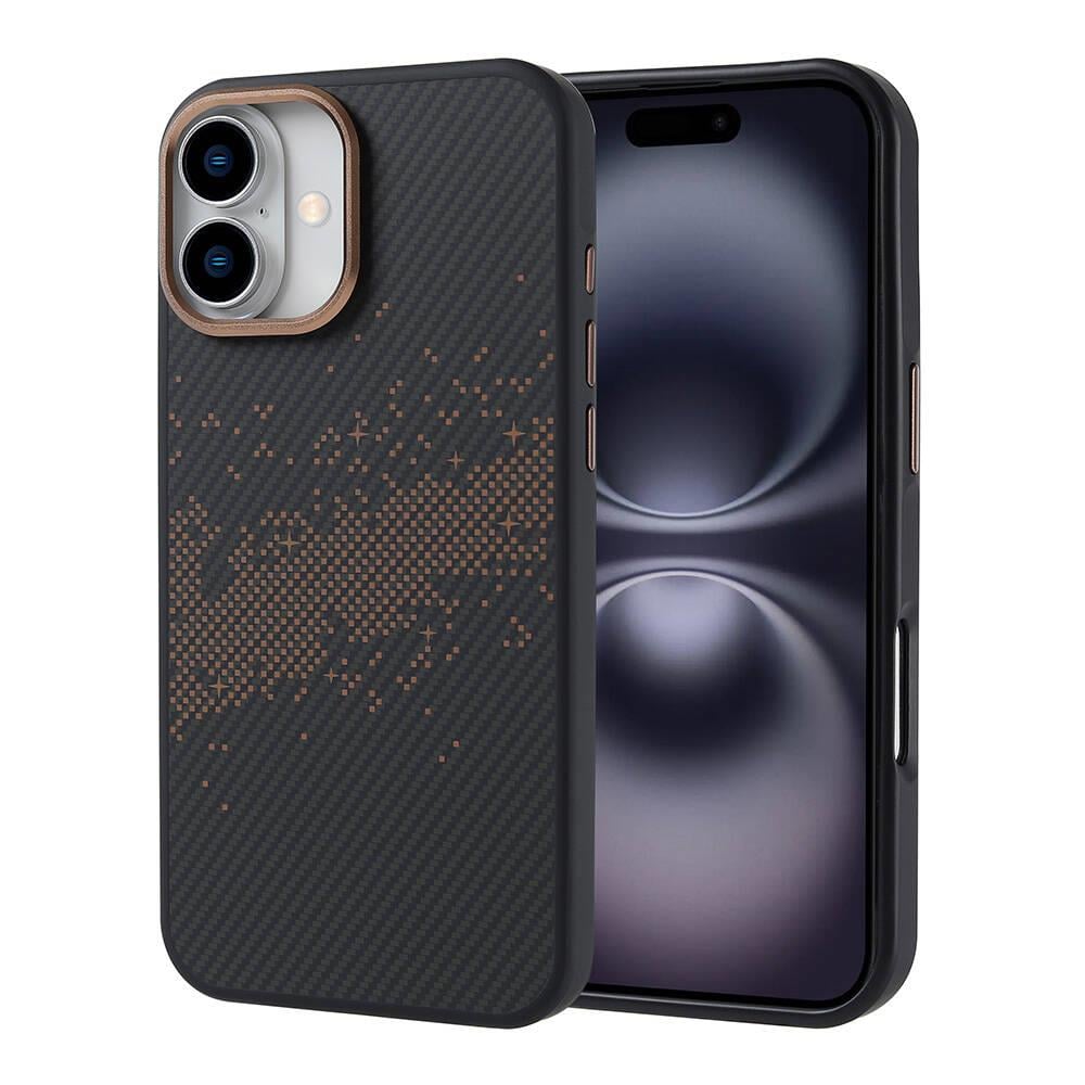 Apple iPhone 16 Plus Uyumlu Kılıf M-safe Şarj Özellikli Karbon Fiber Tasarımlı Zore Vave Kapak