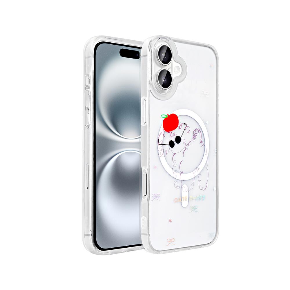 Apple iPhone 16 Plus Uyumlu Kılıf M-Safe Şarj Özellikli Şeffaf Zore Folk Sert Kapak