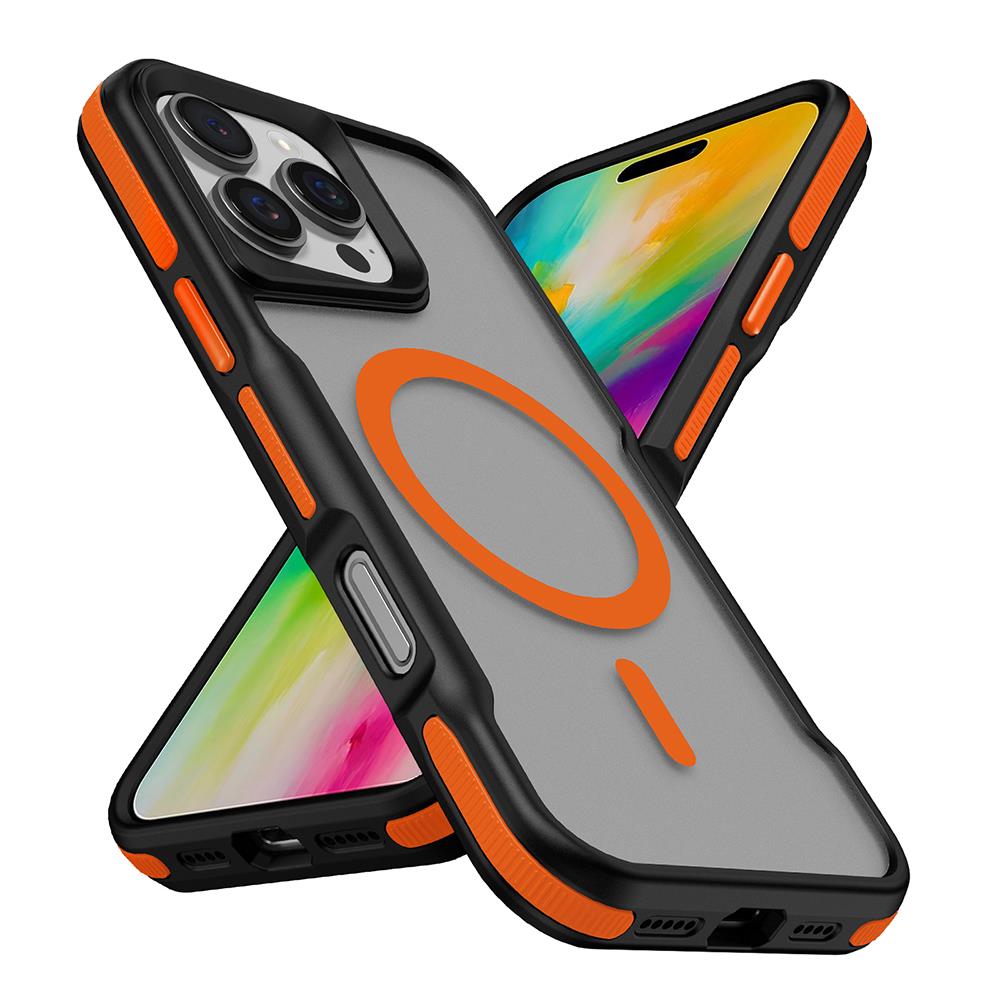 Apple iPhone 16 Pro Uyumlu Kılıf M-safe Şarj Özellikli Renkli Kenar Airbag Şeritli Zore Lamer Kapak