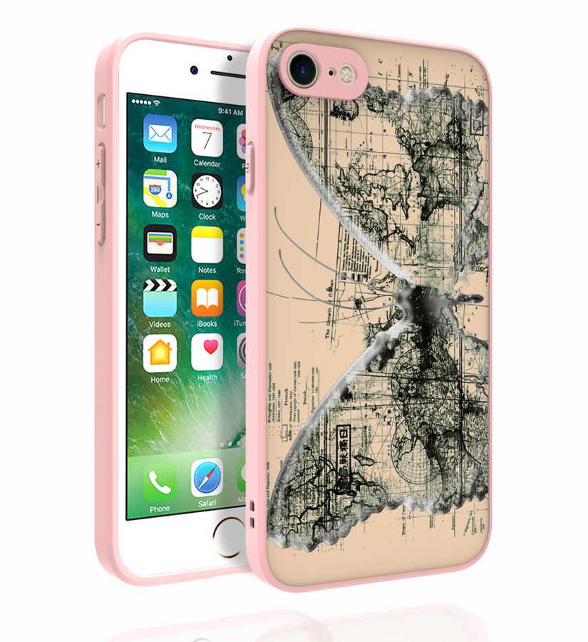 Apple iPhone 7 Uyumlu Kılıf Desenli Kamera Korumalı Parlak Zore Nora Kapak