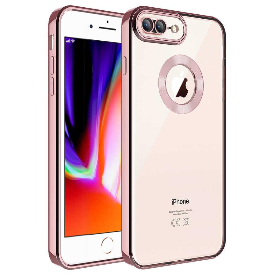 Apple iPhone 8 Plus Uyumlu Kılıf Kamera Korumalı Logo Gösteren Zore Omega Kapak