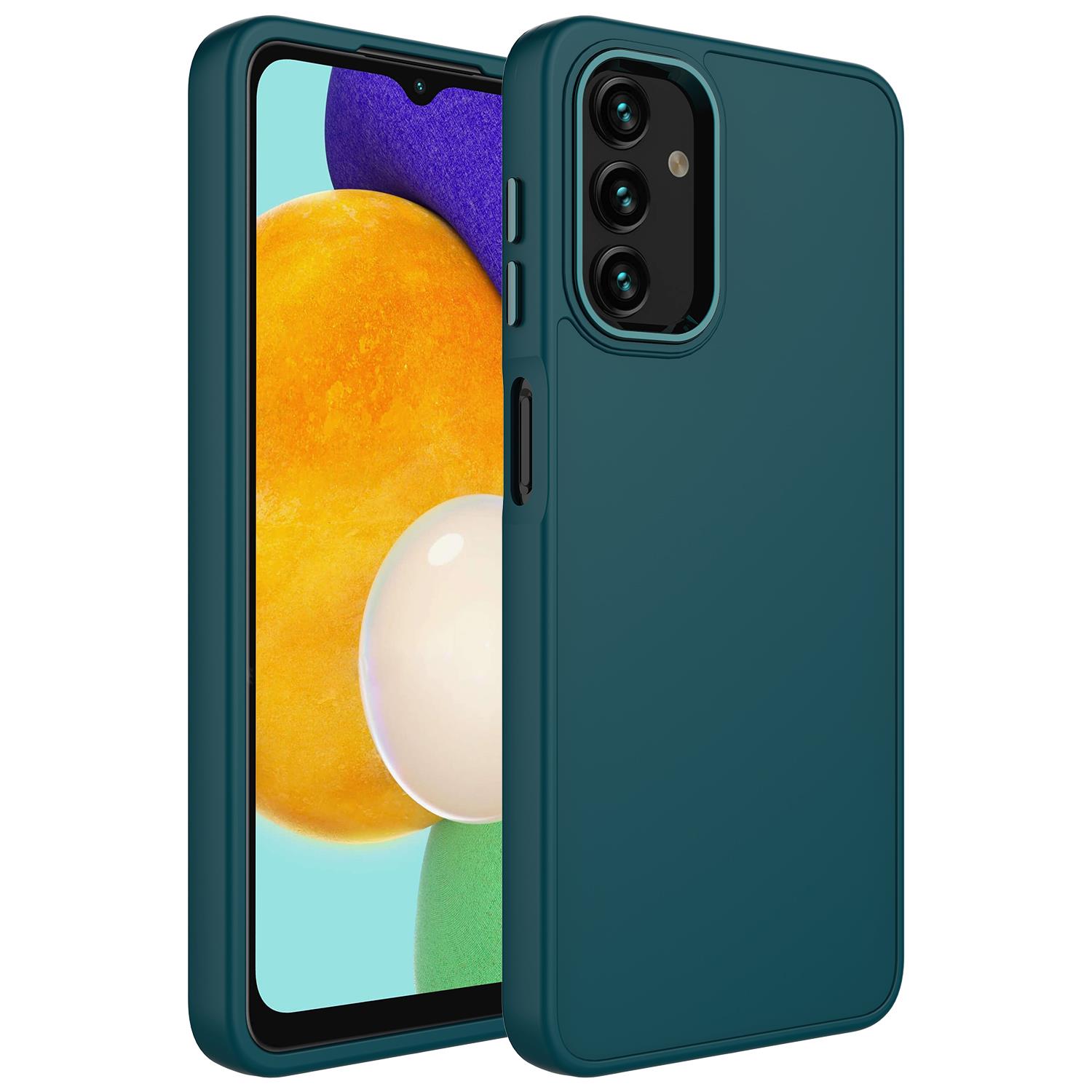 Galaxy A04 Uyumlu Kılıf Metal Çerçeve ve Buton Tasarımlı Silikon Zore Luna Kapak