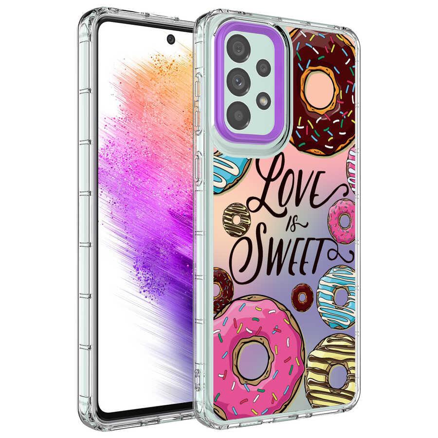 Galaxy A23 Uyumlu Kılıf Kamera Korumalı Renkli Desenli Sert Silikon Zore Korn Kapak