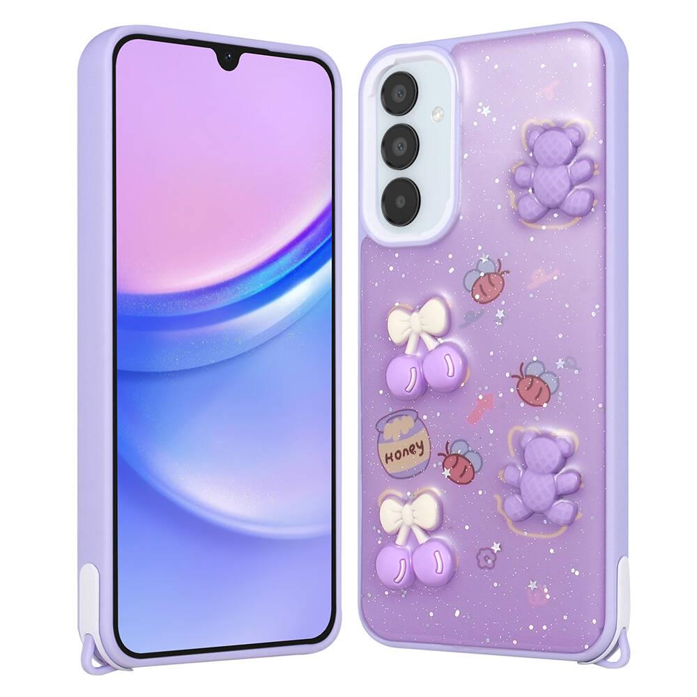 Galaxy A25 Uyumlu Kılıf Parlayan Simli Kabartma Figürlü Zore Cevze Kapak
