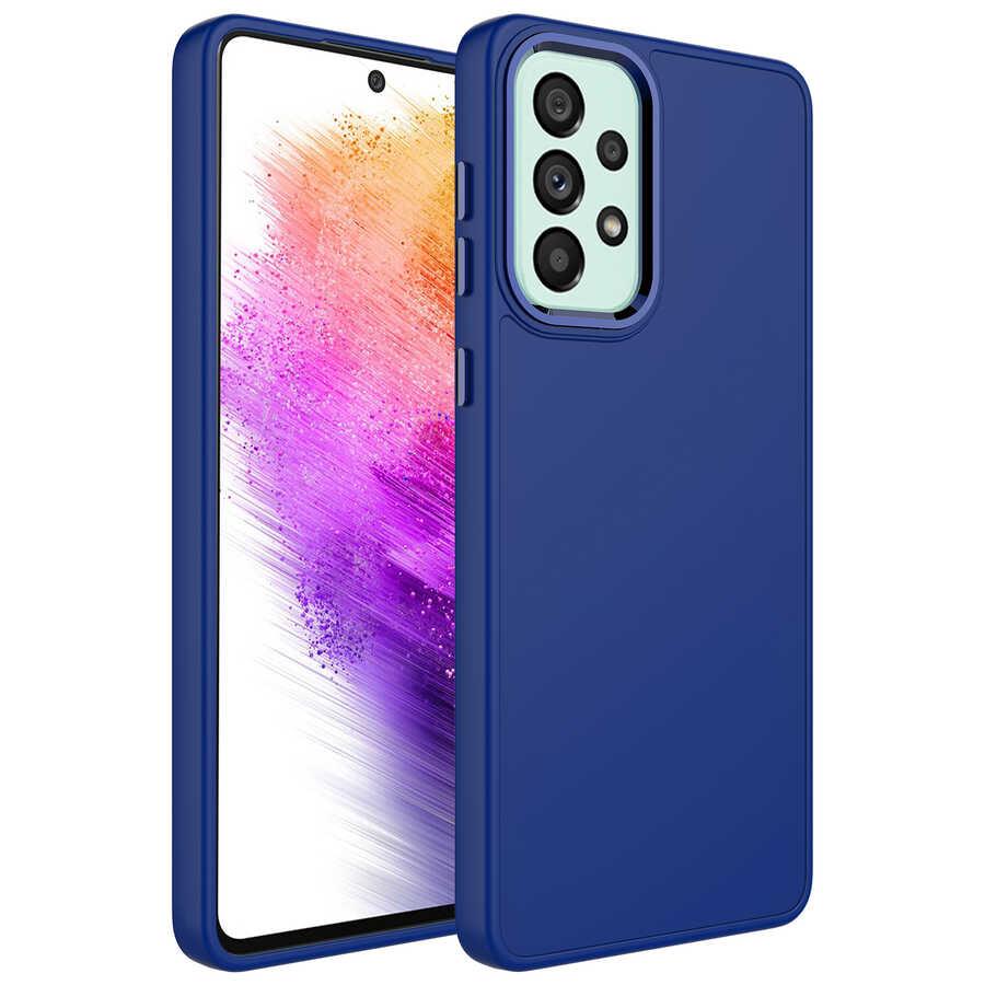 Galaxy A32 4G Uyumlu Kılıf Metal Çerçeve ve Buton Tasarımlı Silikon Zore Luna Kapak