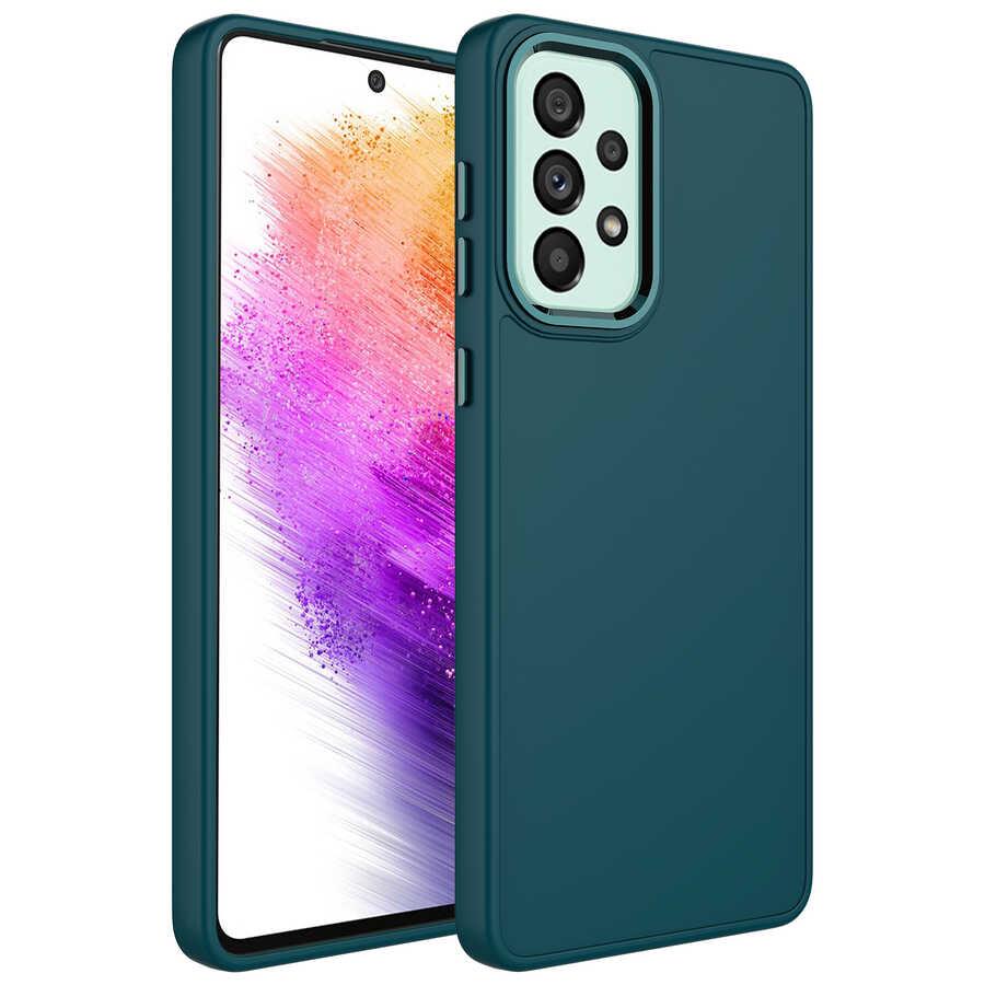 Galaxy A32 4G Uyumlu Kılıf Metal Çerçeve ve Buton Tasarımlı Silikon Zore Luna Kapak