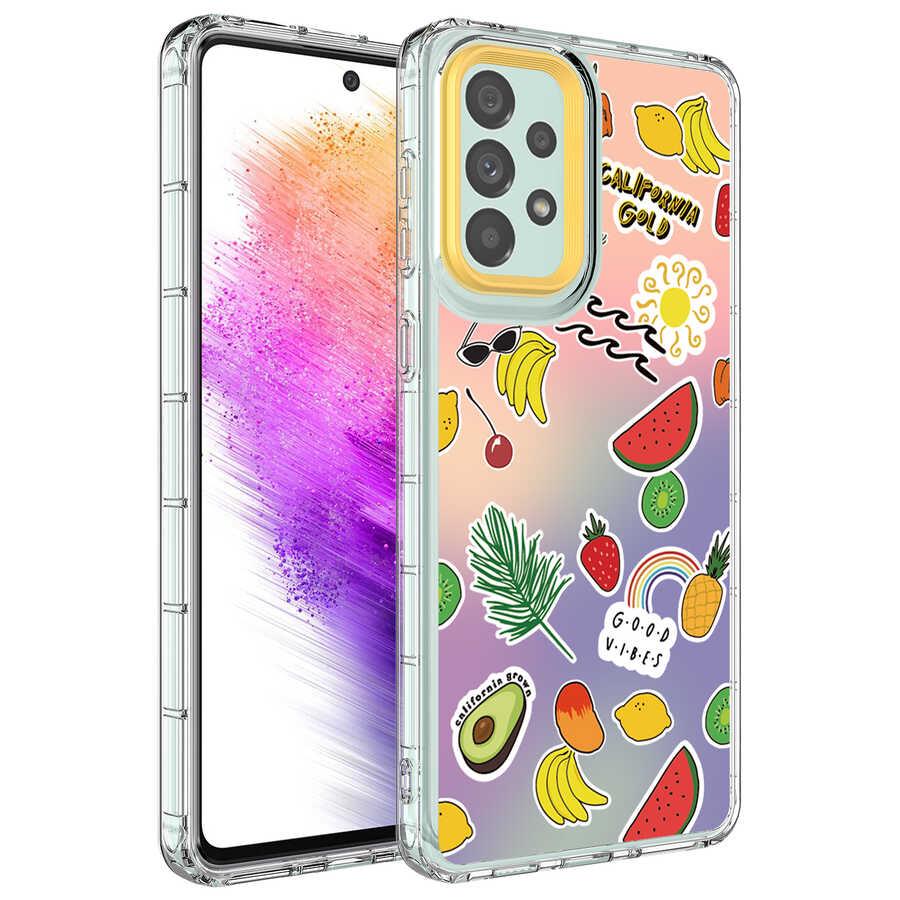 Galaxy A33 5G Uyumlu Kılıf Kamera Korumalı Renkli Desenli Sert Silikon Zore Korn Kapak