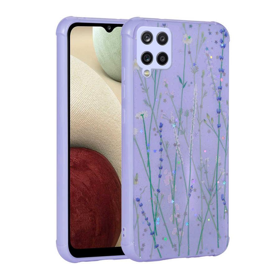 Galaxy M12 Uyumlu Kılıf Simli Desenli Kamera Korumalı Parlak Zore Popy Kapak
