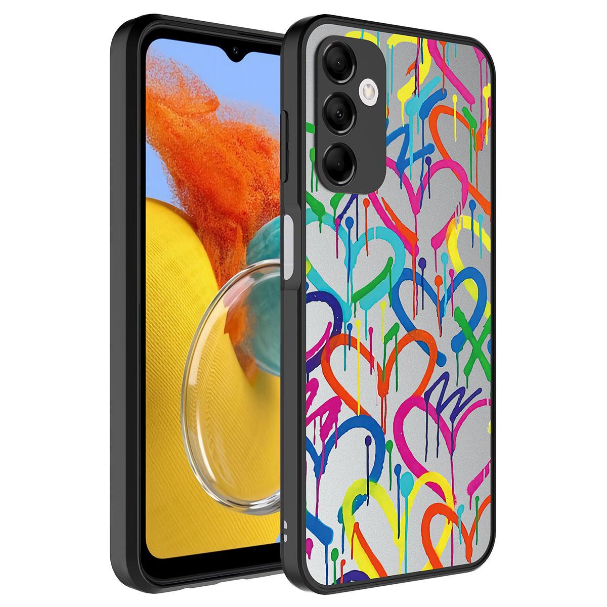 Galaxy M14 Uyumlu Kılıf Aynalı Desenli Kamera Korumalı Parlak Zore Mirror Kapak