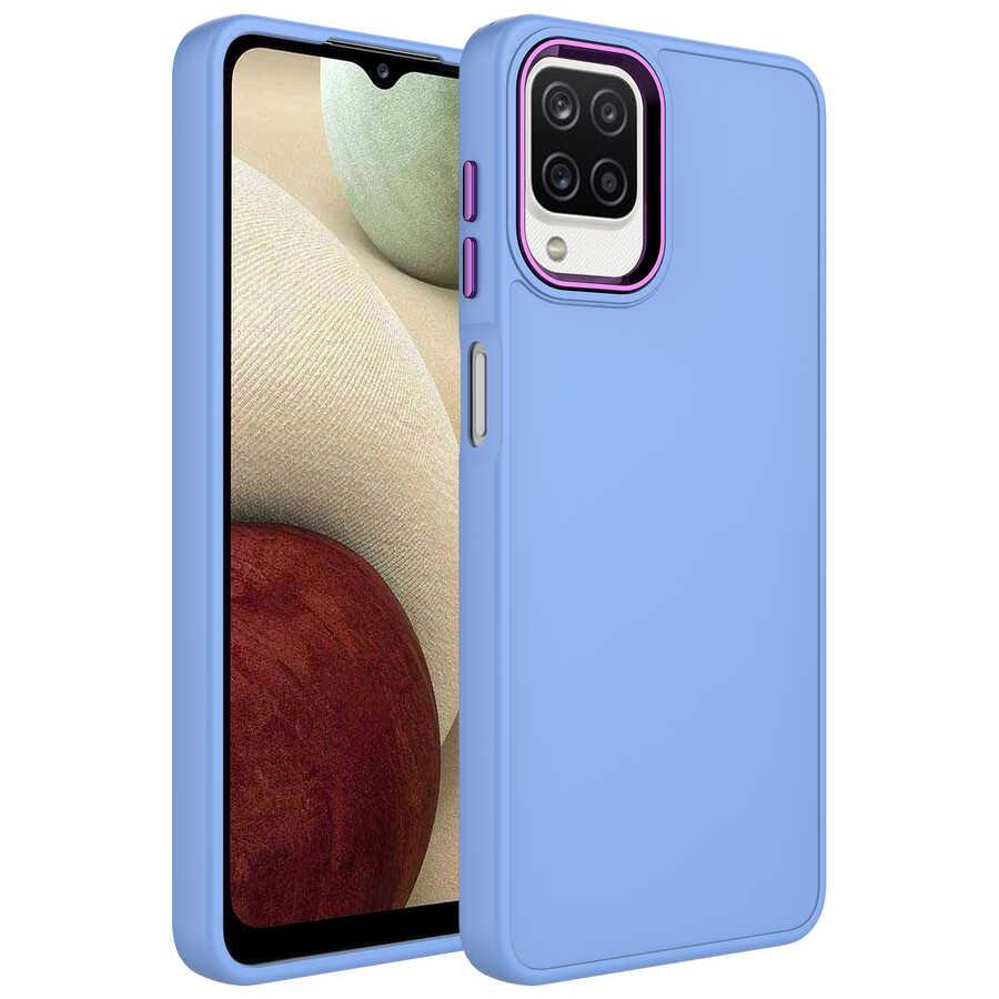 Galaxy M22 Uyumlu Kılıf Metal Çerçeve ve Buton Tasarımlı Silikon Zore Luna Kapak