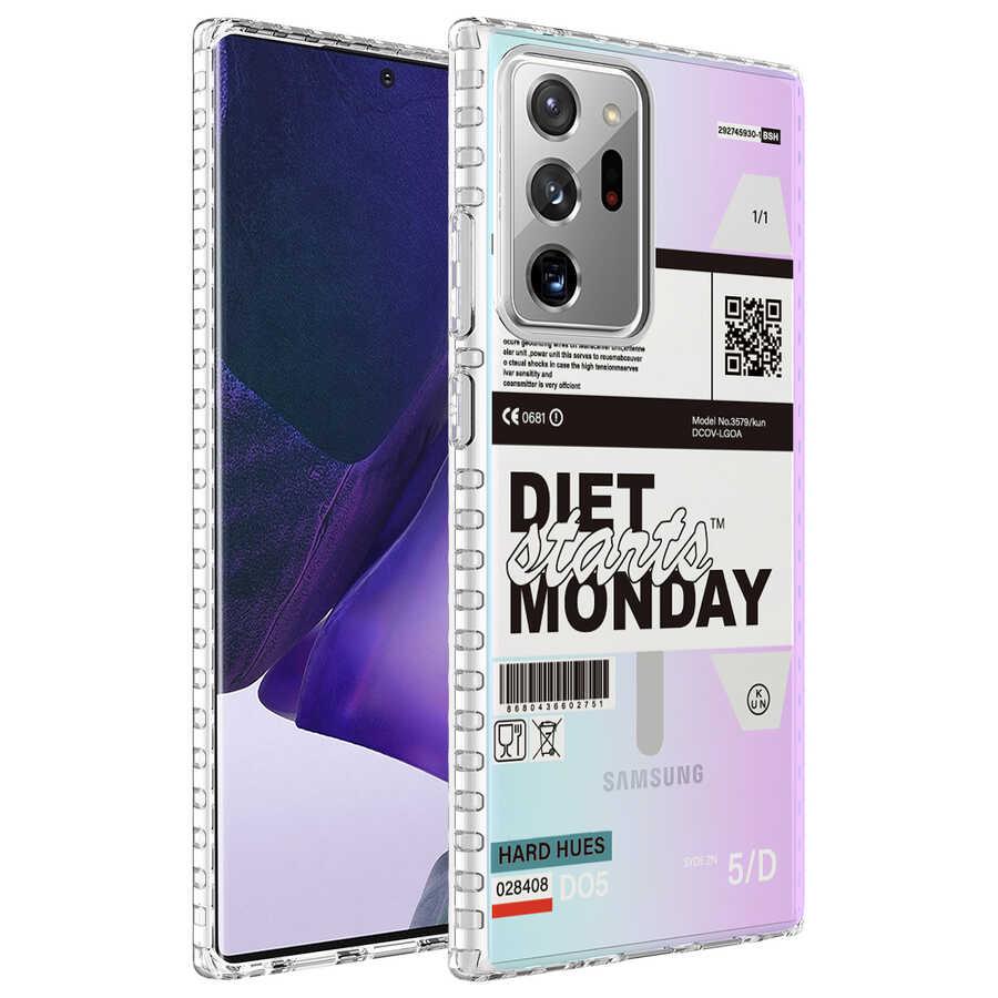 Galaxy Note 20 Ultra Uyumlu Kılıf Airbag Kenarlı Renkli Desenli Silikon Zore Elegans Kapak