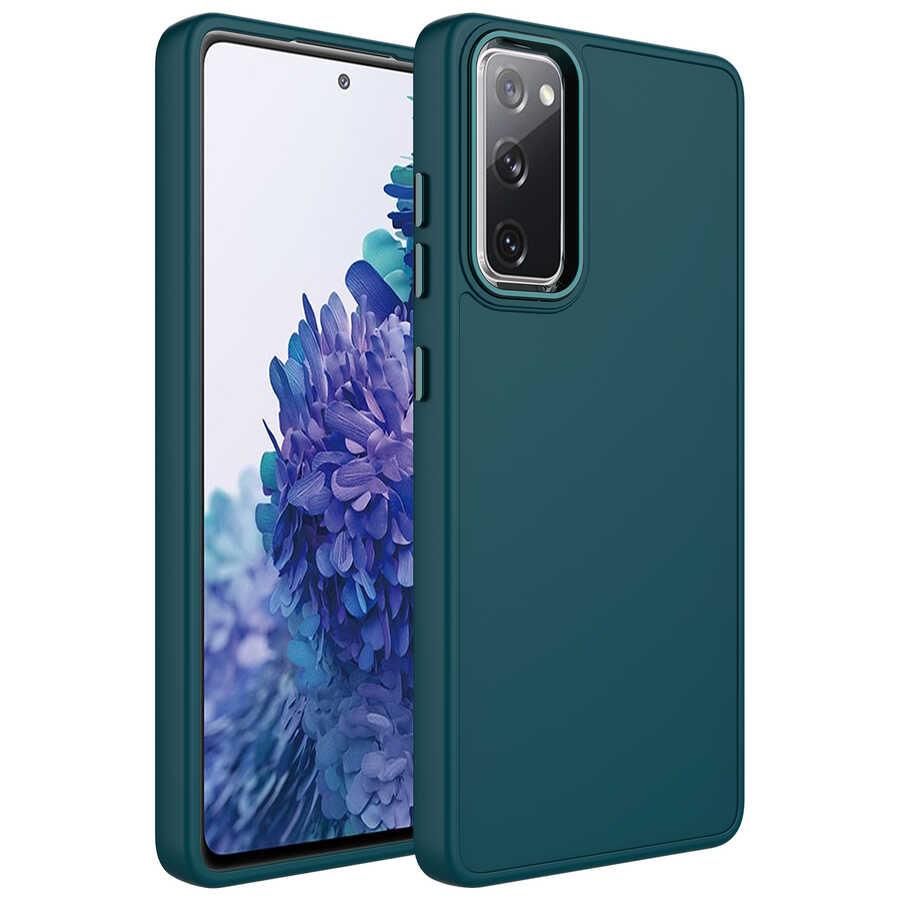 Galaxy S20 FE Uyumlu Kılıf Metal Çerçeve ve Buton Tasarımlı Silikon Zore Luna Kapak