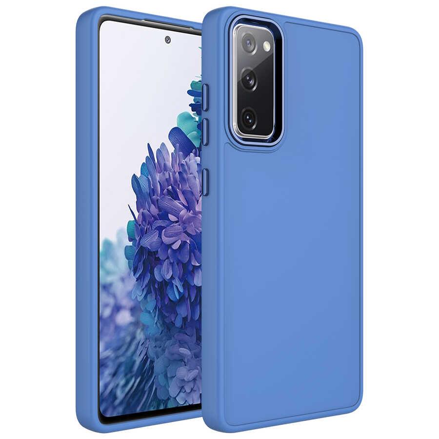 Galaxy S20 FE Uyumlu Kılıf Metal Çerçeve ve Buton Tasarımlı Silikon Zore Luna Kapak