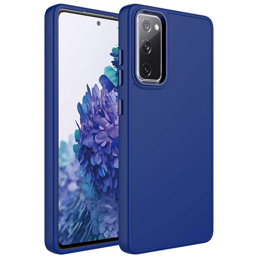 Galaxy S20 FE Uyumlu Kılıf Metal Çerçeve ve Buton Tasarımlı Silikon Zore Luna Kapak