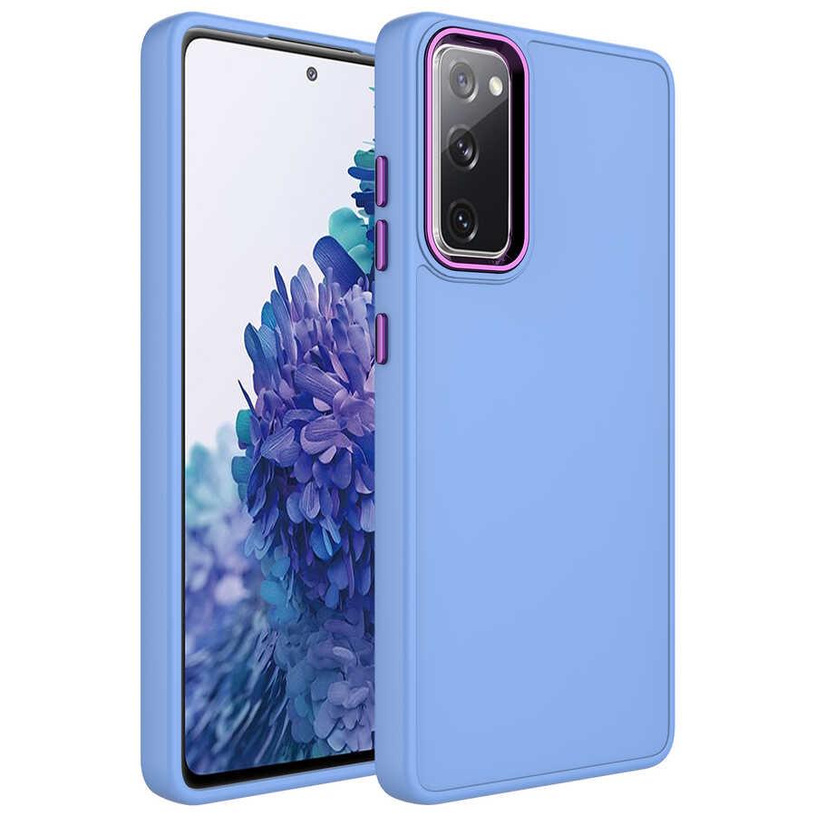 Galaxy S20 FE Uyumlu Kılıf Metal Çerçeve ve Buton Tasarımlı Silikon Zore Luna Kapak