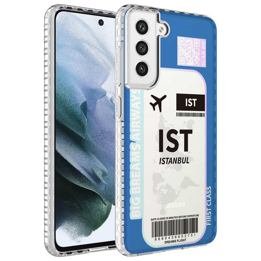 Galaxy S21 FE Uyumlu Kılıf Airbag Kenarlı Renkli Desenli Silikon Zore Elegans Kapak