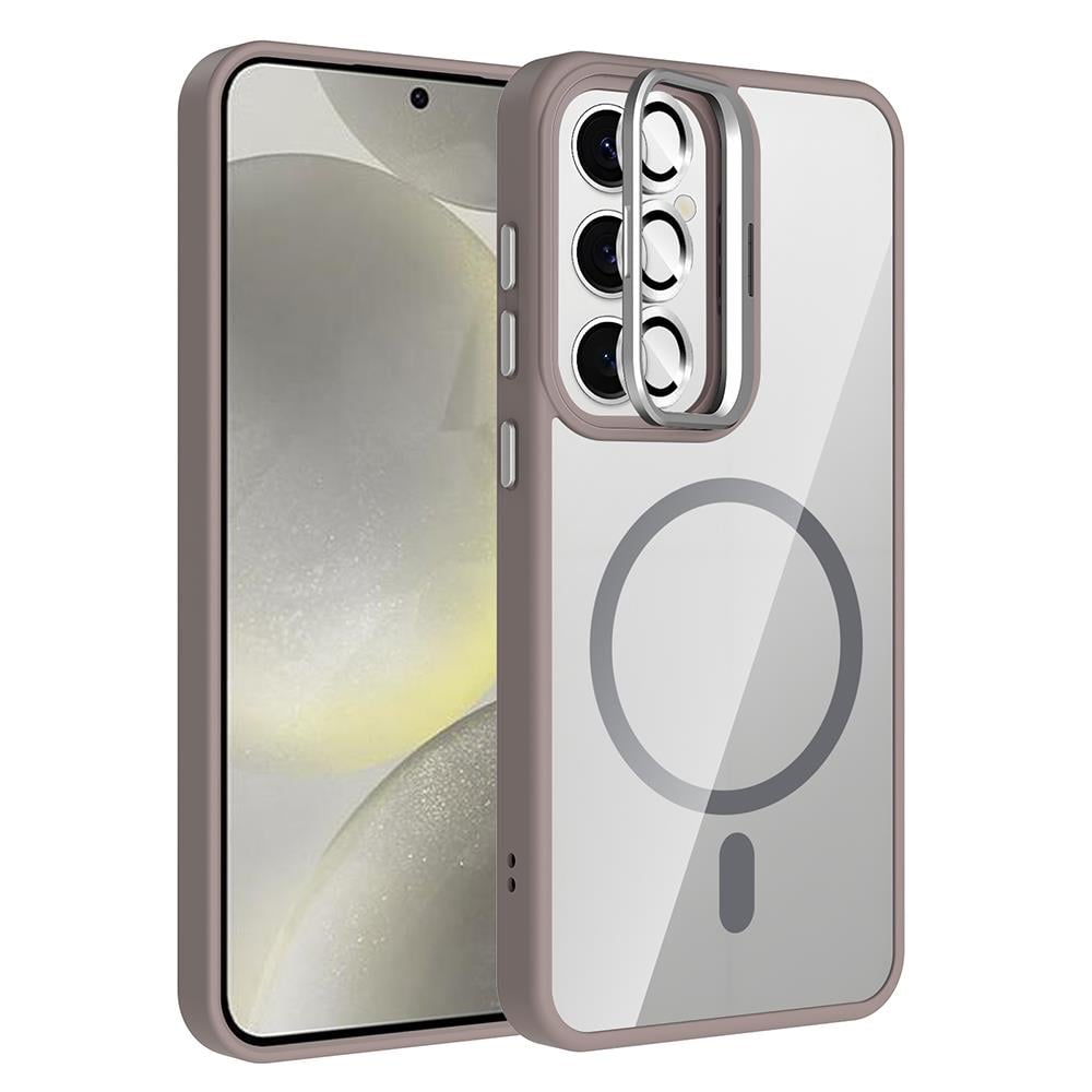 Galaxy S24 FE Uyumlu Kılıf Standlı ve Kamera Lens Hediyeli M-Safe Şarj Özellikli Zore Etro Kapak