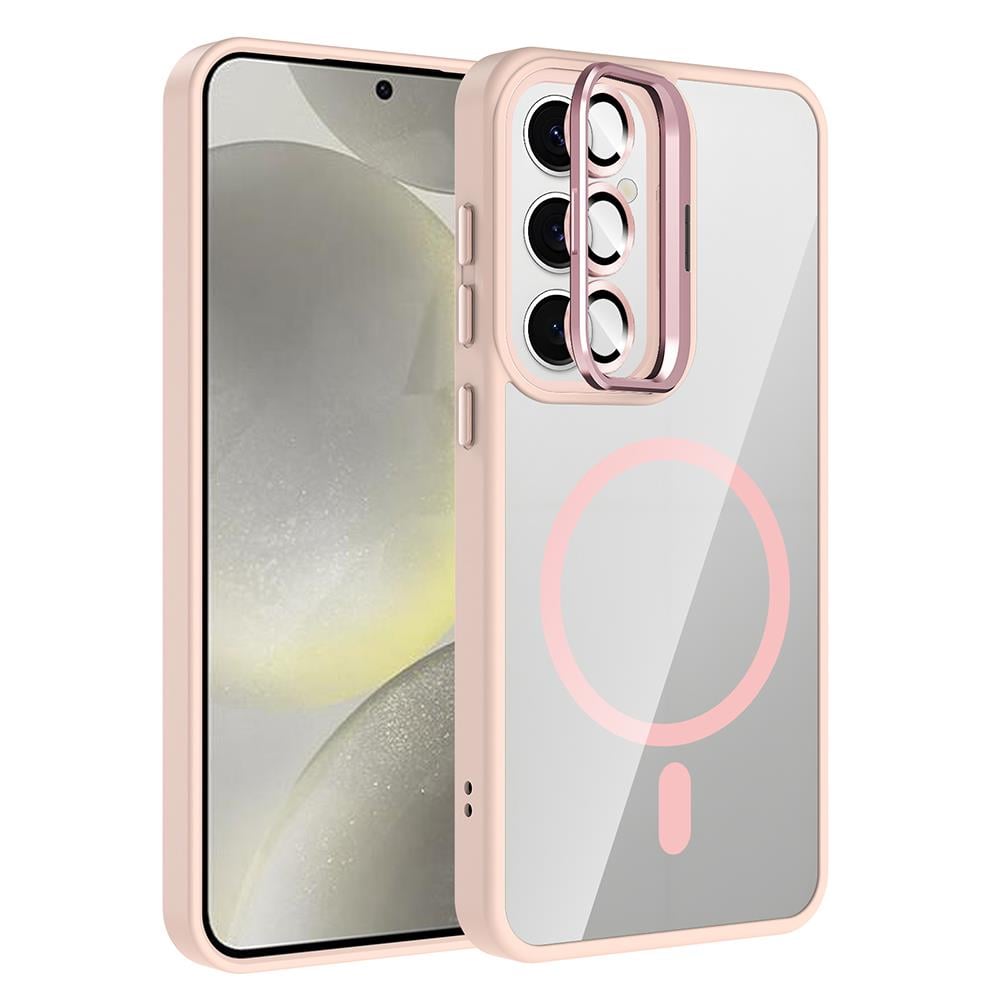 Galaxy S24 FE Uyumlu Kılıf Standlı ve Kamera Lens Hediyeli M-Safe Şarj Özellikli Zore Etro Kapak