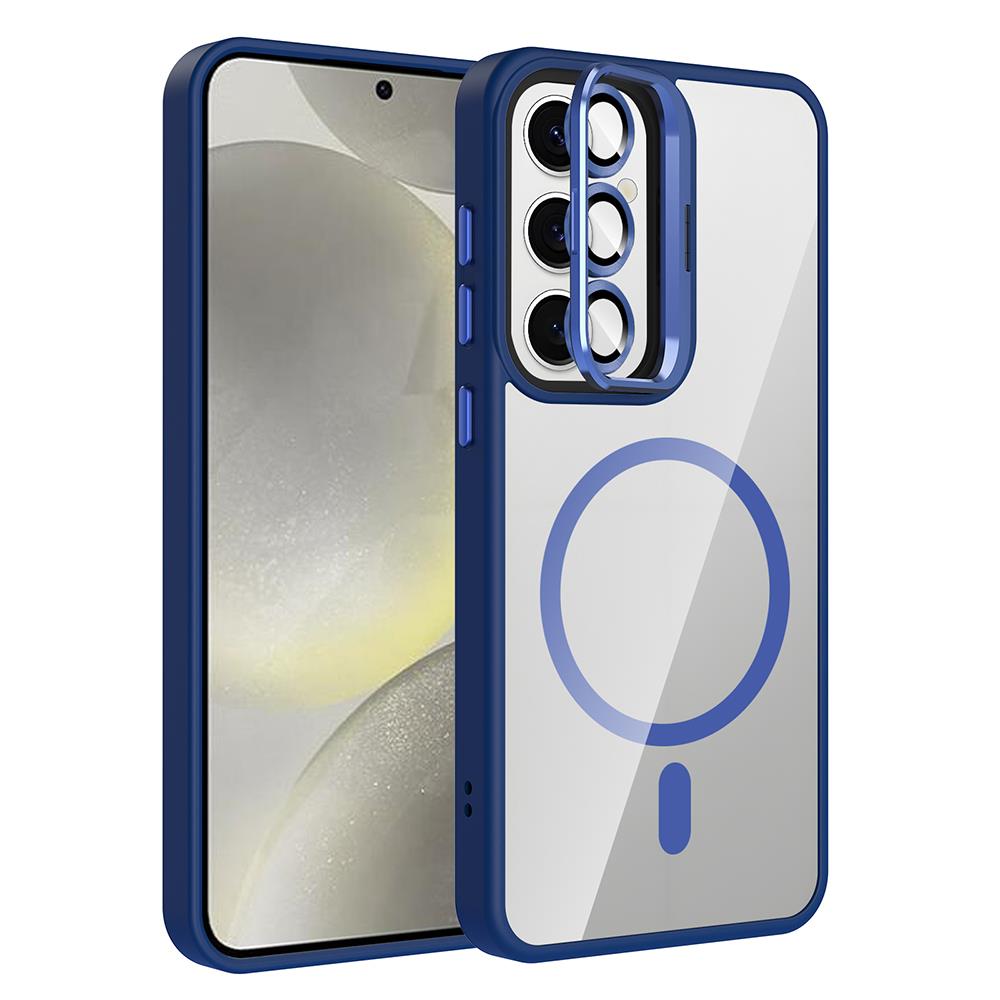 Galaxy S24 Uyumlu Kılıf Standlı ve Kamera Lens Hediyeli M-Safe Şarj Özellikli Zore Etro Kapak