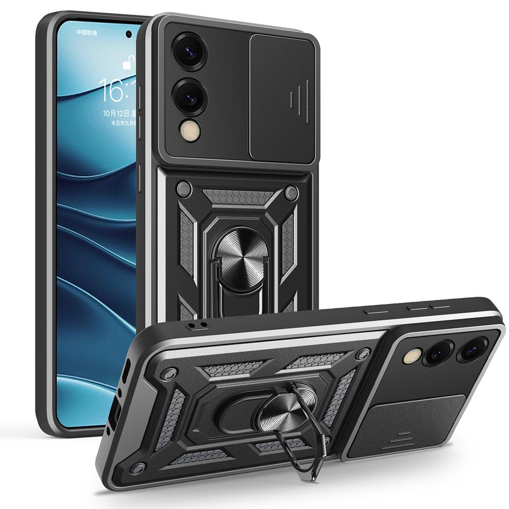 Galaxy S25 Edge Uyumlu Kılıf Magnetik Standlı Kamera Korumalı Zore Sürgülü Vega Kapak
