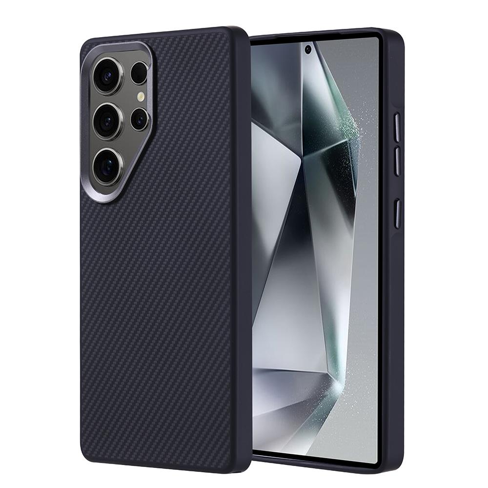 Galaxy S25 Ultra Uyumlu Kılıf M-safe Şarj Özellikli Karbon Fiber Görünümlü Zore Troy Kapak