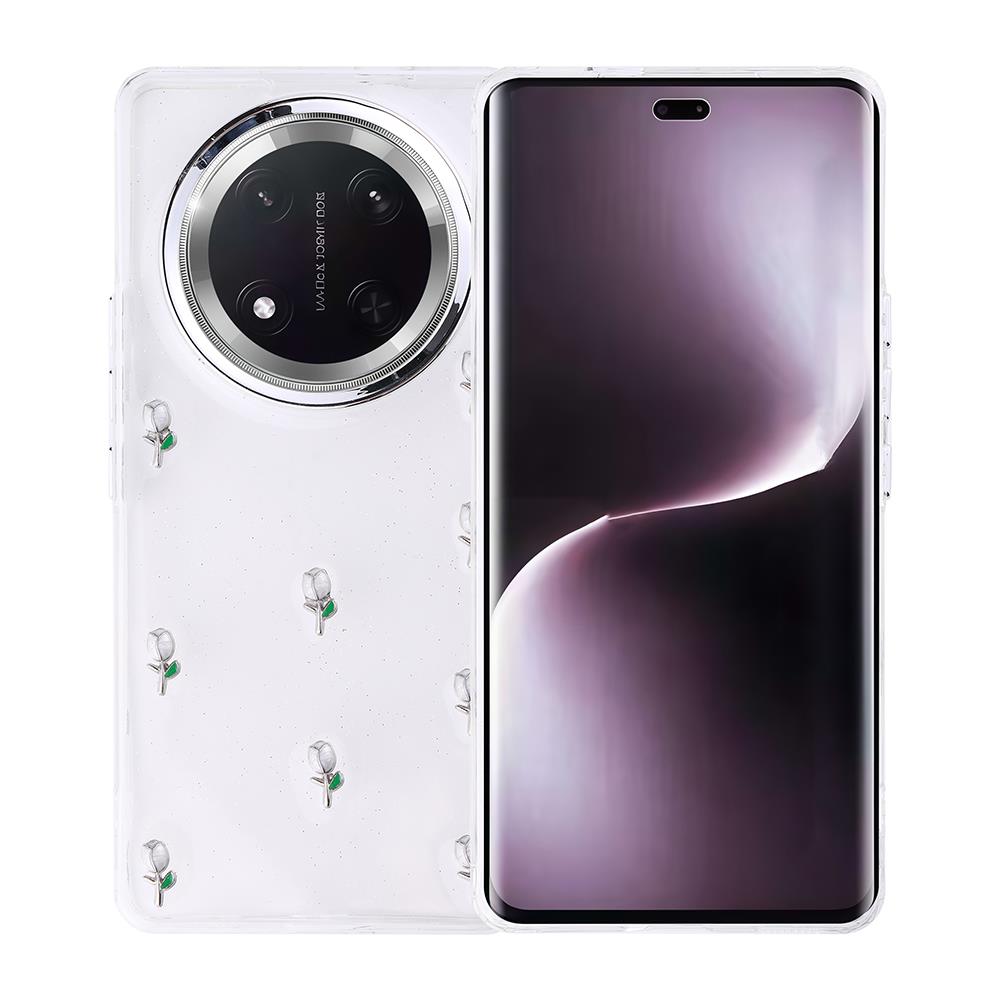 Honor Magic 7 Lite Uyumlu Kılıf Airbag Tasarımlı Simli Şeffaf Zore Kutup Kapak