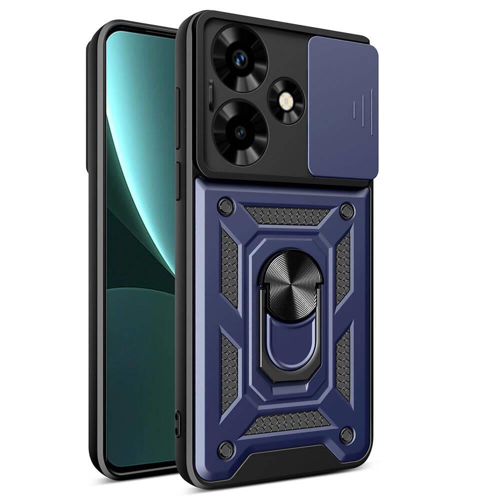 İnfinix Hot 30 Uyumlu Kılıf Magnetik Standlı Kamera Korumalı Zore Sürgülü Vega Kapak