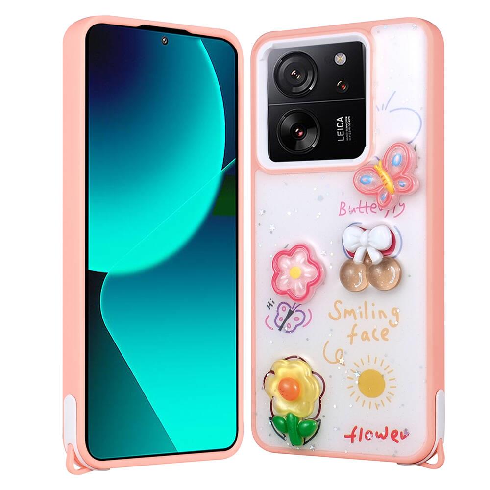 Xiaomi Mi 13T Uyumlu Kılıf Parlayan Simli Kabartma Figürlü Zore Cevze Kapak