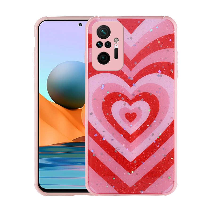 Xiaomi Redmi Note 10 Pro Uyumlu Kılıf Simli Desenli Kamera Korumalı Parlak Zore Popy Kapak