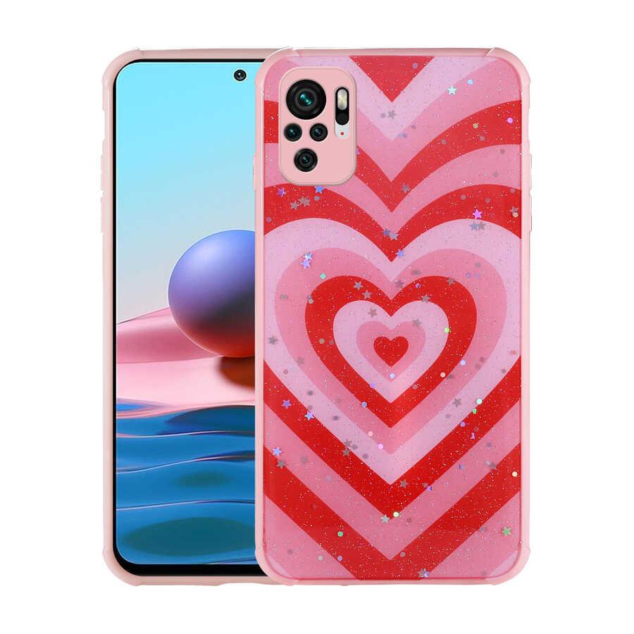 Xiaomi Redmi Note 10 Uyumlu Kılıf Simli Desenli Kamera Korumalı Parlak Zore Popy Kapak